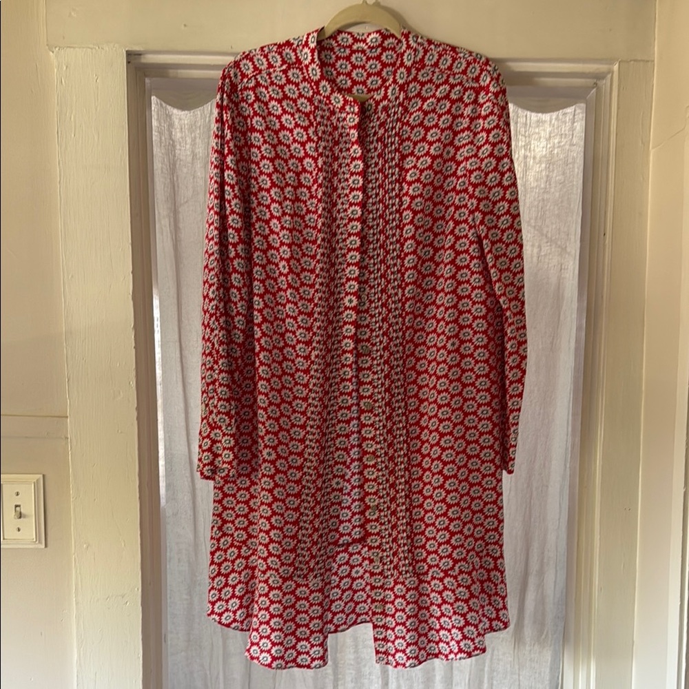 Tory Burch Red and White Floral Midi Dress